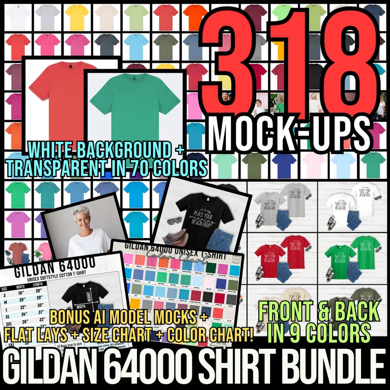 4000+ Mockup MEGA Bundle: AI Model & Flat Lay Gildan Bella Canvas Comfort Colors + much more Mockups (Digital Download) image 14