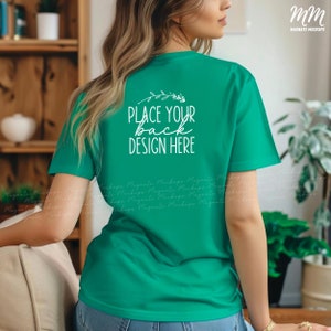 Kelly Green Bella Canvas 3001 shirt mockup back of female kelly 3001 mockups women&#39;s t-shirt behind kelly green 3001 mock up JPG AI Download