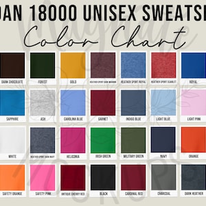 Gildan 18000 Sweatshirt Color Chart mockup 2024 Printify Sweater Unisex Gildan Colour Chart mockups for printify 18000 shirts AI download