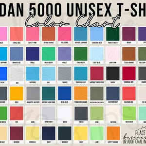Gildan 5000 color chart 2025 tshirt chart unisex mockup shirt all the colors 5000 t-shirt color charts colour guide jpg AI digital download