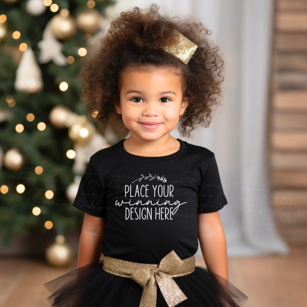 black toddler shirt mock-up girl Christmas Rabbit Skin 3321 tutu girls black kid t-shirt Kids Mockup Child tee Mockup children jpg Download