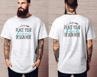 White Gildan 5000 T-Shirt Mockup: Front & Back (AI Download)
