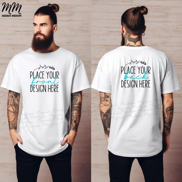 white Gildan 5000 front back t-shirt mock-up male Gildan back shirt mockups men's blank Gildan white Shirt man 5000  tee Mockup jpg download