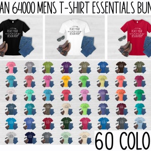 Gildan 64000 shirt bundle mockup 60 x softstyle unisex colors t-shirt bundles mock blank flat lay gildan 64000 mockups bundles jpg download