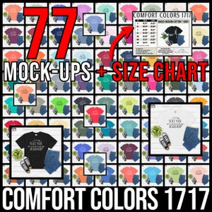 Comfort Colors 1717 T-shirt mockup Mega Bundle 77 images mock-up Comfort 1717 Shirt Flat Lay Bundles mock up flatlay tshirt AI Jpg Download