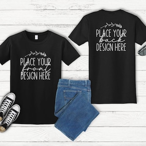 black Gildan 64000 front & back shirt mockup unisex t-shirt Gildan Softstyle mockups Flat Lay blank Gildan Shirt Mock up blank AI download