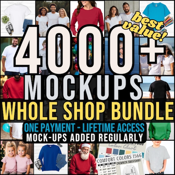 4000+ Mockup MEGA Bundle: AI Model & Flat Lay Gildan Bella Canvas Comfort Colors + much more Mockups (Digital Download)