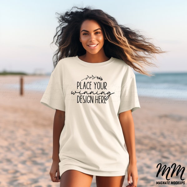 Ivory Comfort Colors 1717 mockup oversized shirt mock up female ivory white colored tshirt mockup comfort women's 1717 mock ups jpg download