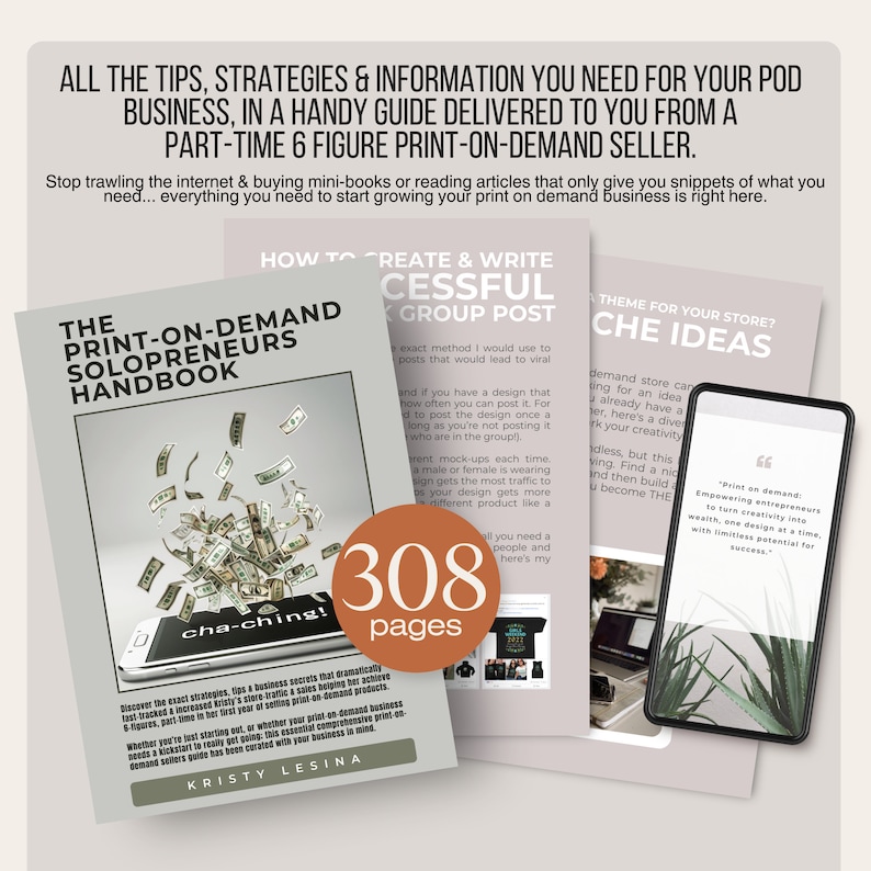 Print on Demand Solopreneurs Handbook: 300+ Page POD Business Guide (Ebook) immagine 1