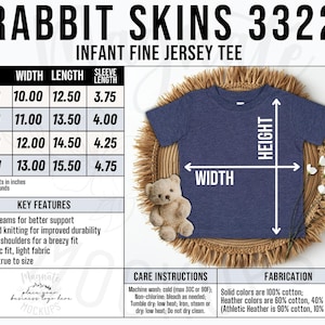 Tabella delle taglie Rabbit Skins 3322 per neonati, maglietta in jersey fine, tabella delle taglie, misure Rabbit Skins 3322, tabella delle taglie per neonati, grafici jpg da scaricare
