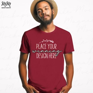 cardinal red Gildan 64000 shirt mockup mens red unisex t-shirt Gildan tshirt mock male shirt gildan 64000 man mockups shirt AI jpg download