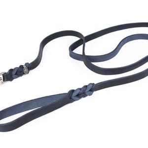 CopcoPet dog leash fat leather leash leather leash tracking leash carabiner chrome-plated Marineblau
