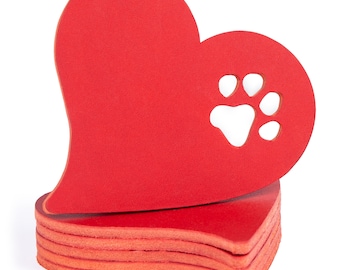 CopcoPet - Heart with paw coaster set made of leather, table decoration, glass coaster, cup coaster, gift