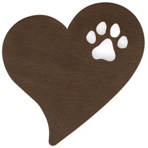 CopcoPet Heart with paw coaster set made of leather, table decoration, glass coaster, cup coaster, gift Braun