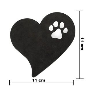 CopcoPet Heart with paw coaster set made of leather, table decoration, glass coaster, cup coaster, gift image 2