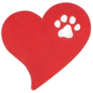 CopcoPet Heart with paw coaster set made of leather, table decoration, glass coaster, cup coaster, gift Rot