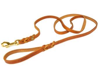 CopcoPet dog leash, greased leather leash, leather leash, tracking leash, carabiner, brass fittings