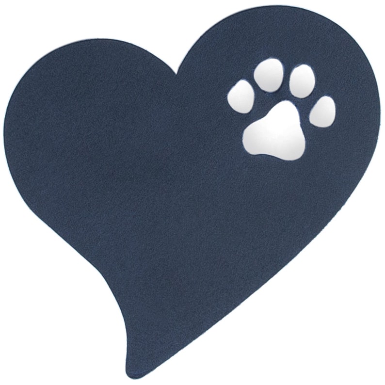 CopcoPet Heart with paw coaster set made of leather, table decoration, glass coaster, cup coaster, gift Marineblau