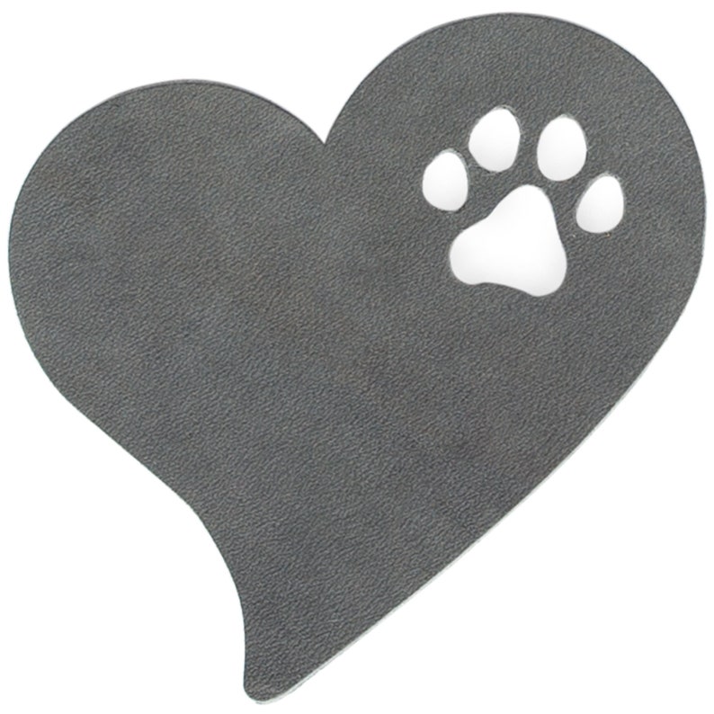 CopcoPet Heart with paw coaster set made of leather, table decoration, glass coaster, cup coaster, gift Grau