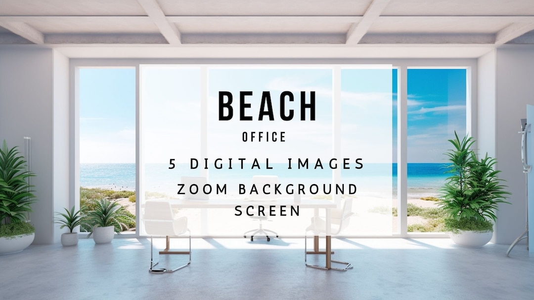 Beach Office Zoom Background Screen Green Screen Digital Etsy