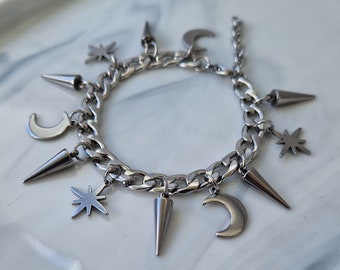 Bracelet lune et étoiles