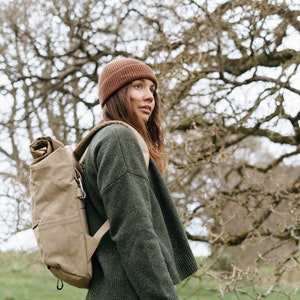 Roll Top Waxed Cotton Canvas Pannier Backpack/Rucksack Bike/Bicycle Bag. Eco Friendly Gift for Cycling/Cyclist. image 4