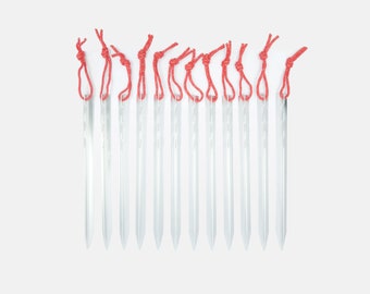 Aluminum Tent Pegs with Reflective Cord: Lightweight Camp Stakes - 12 Pack