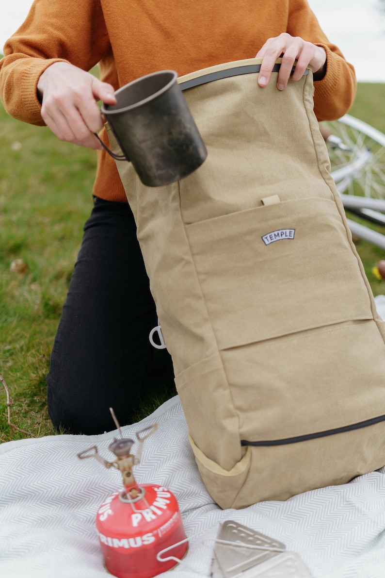 Roll Top Waxed Cotton Canvas Pannier Backpack/Rucksack Bike/Bicycle Bag. Eco Friendly Gift for Cycling/Cyclist. image 9