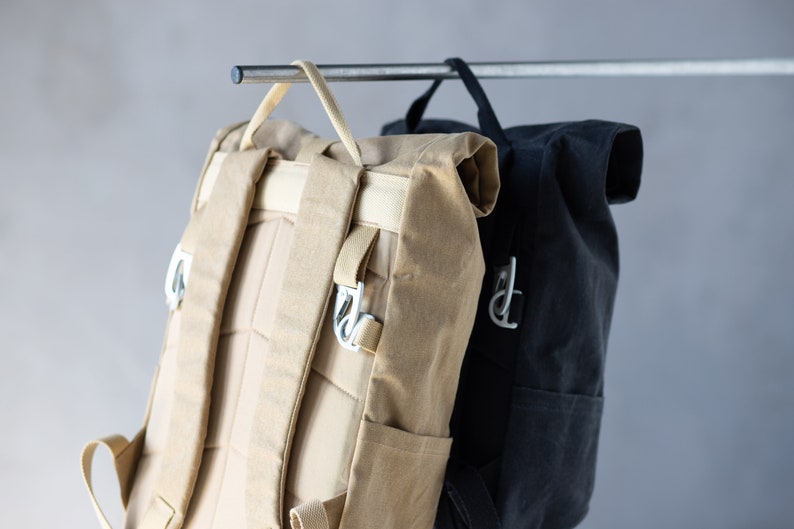 Roll Top Waxed Cotton Canvas Pannier Backpack/Rucksack Bike/Bicycle Bag. Eco Friendly Gift for Cycling/Cyclist. image 7