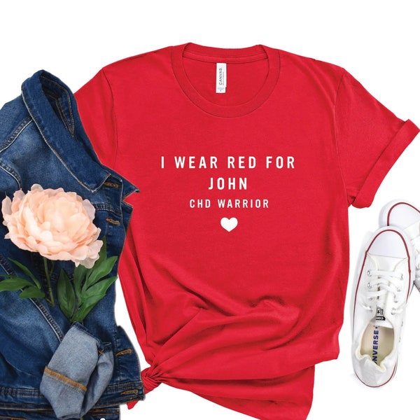 I Wear Red For Awareness Shirt, In February We Wear Red, National Wear Red, Heart Disease Awareness Shirt,  We Wear Red Gift, Custom CHD Tee