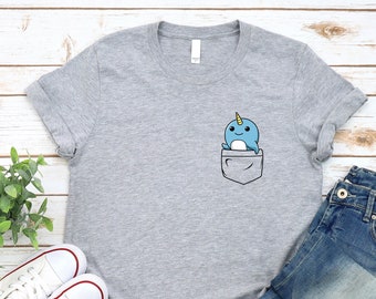 Narwhal Pocket Shirt  |Cute Narwhal Shirt | Narwhal Gift | Unicorn Of The Sea | Narwhal Lover Gift |Under The Sea Tee| Toddler Birthday Gift