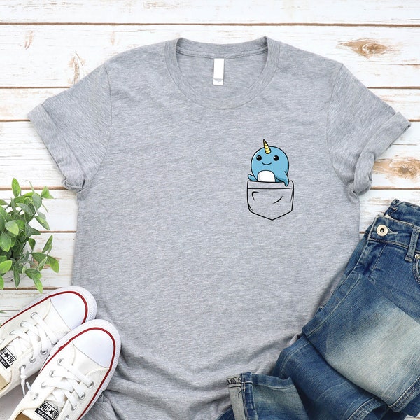 Narwhal Pocket Shirt  |Cute Narwhal Shirt | Narwhal Gift | Unicorn Of The Sea | Narwhal Lover Gift |Under The Sea Tee| Toddler Birthday Gift