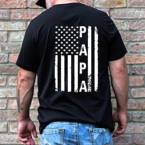 Papa USA Flag T-shirt, Custom Papa USA Flag Shirt, Personalized Papa T-shirt, Christmas Gifts for Grandpa, Papa Tee, Dad T-shirt, Papa Tee