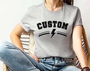 Custom College Style T-Shirt | Personalized Text Tee | Unisex Varsity Font Shirt | Custom School Shirt | Christmas Gift | Custom Name Tee