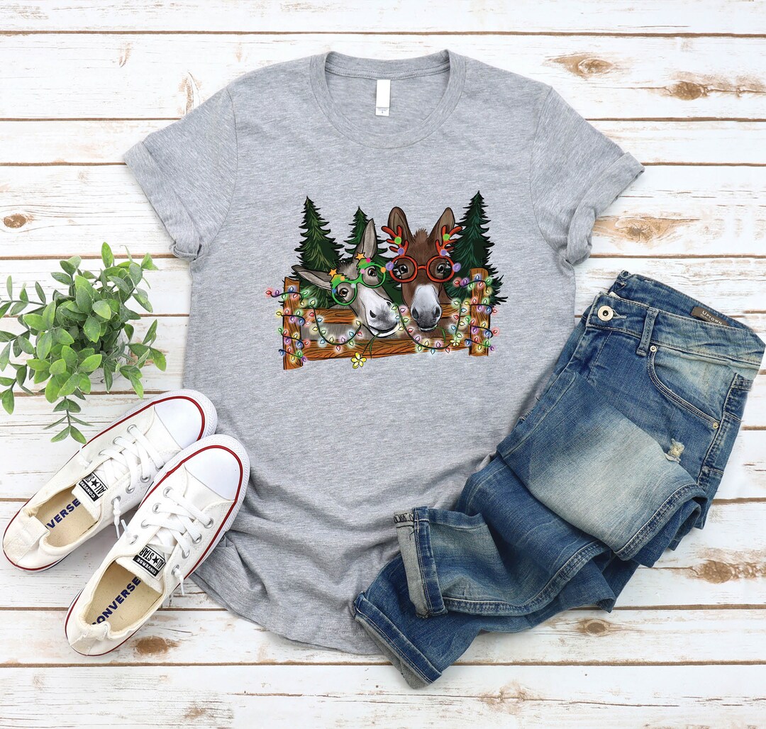 Christmas Donkey Shirt Christmas Lights Shirt Donkey Lover Etsy