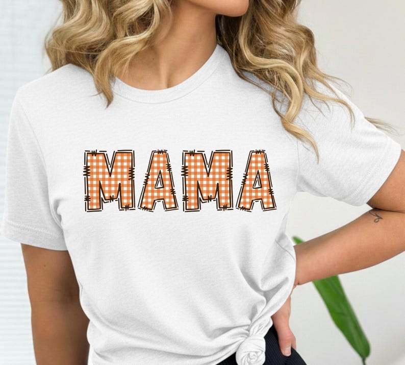 Mama Halloween Shirt, Plaid Pumpkin Mama T-shirt, Spooky Fall Mom Gift ...
