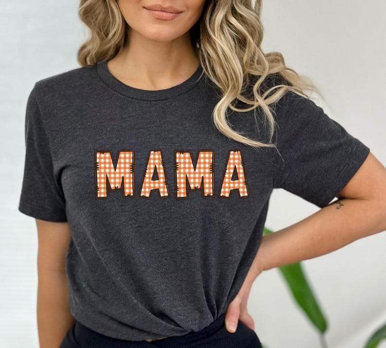 Mama Halloween Shirt, Plaid Pumpkin Mama T-shirt, Spooky Fall Mom Gift ...