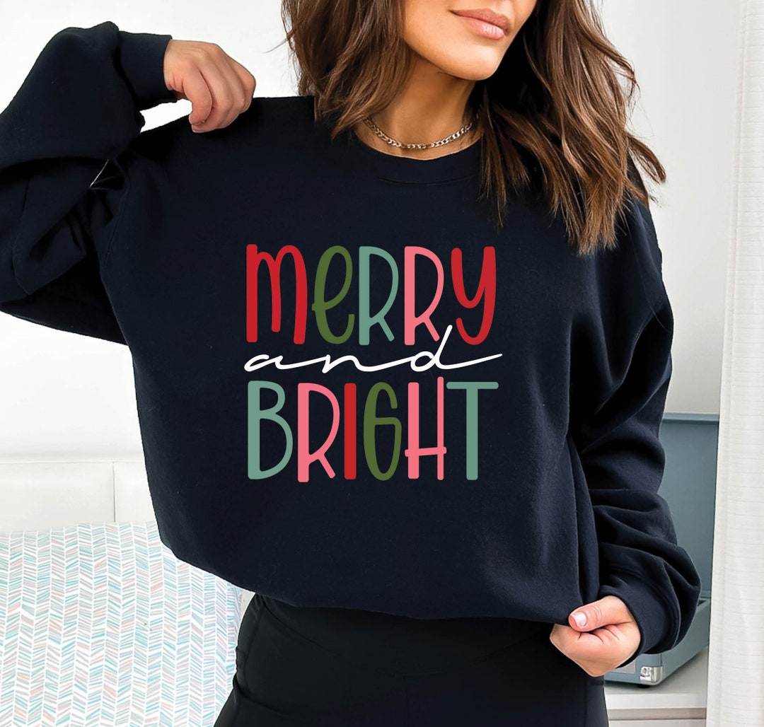 Merry And Bright Sweatshirt
 Merry and Bright Family Sweatshirt Merry and Bright Etsy