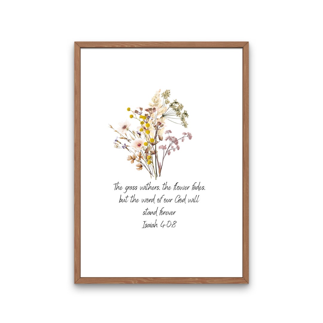 Floral Scripture Printable Wall Art, Pink Watercolor Flower Bible Verse ...