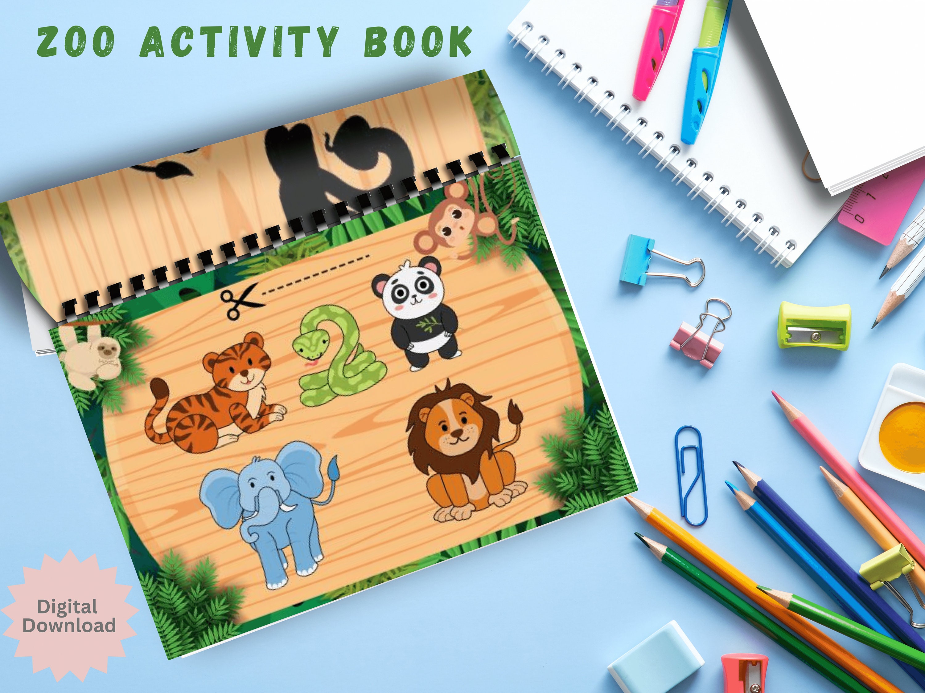 Animals Busy Book Printable, Kids Animal Educational Activity Book