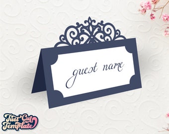 Place card SVG template, Wedding Table number svg, Escort card template, seating card, svg dxf pdf png cdr files for Cricut Cameo Laser cut.
