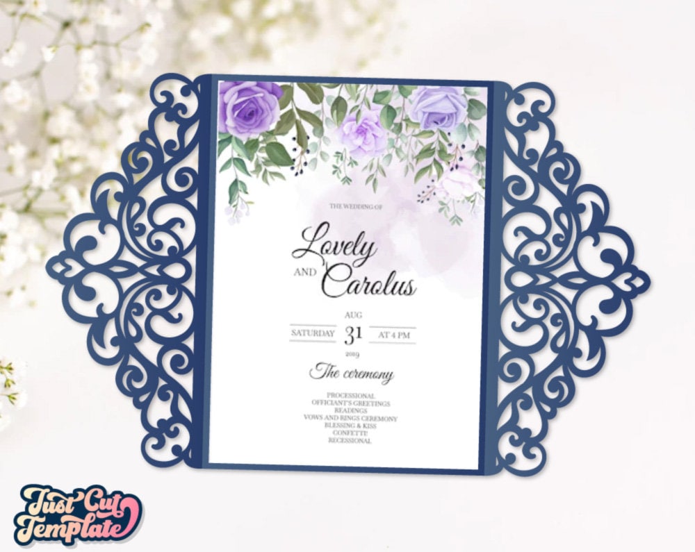 Lace- Free Wedding Invitation 5x7 Template Suite