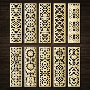 Dekorative Panels DXF SVG, 10 Vorlagen Set, Laser geschnittene Panels Bundle, Lesezeichen svg, Vektordateien, Laser cut CNC, svg dxf cdr, eps, Cricut.