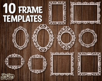 Set Frame SVG, Swirly Mirror Photo Frame SVG bundle, Laser cut Frame templates, Frame cut file, Frame clipart, Frame svg set, Oval frame.