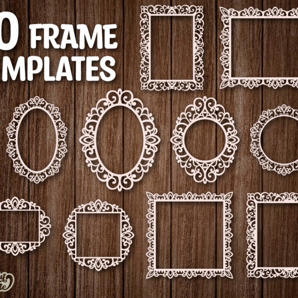 Set Frame SVG, Swirly Mirror Photo Frame SVG bundle, Laser cut Frame templates, Frame cut file, Frame clipart, Frame svg set, Oval frame.