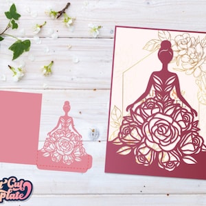 Quinceanera SVG Invitation, Princess girl pocket envelope, Princess wedding invitation SVG, Sweet sixteen invitation, Laser cut Cricut Cameo image 2