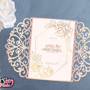 Tor Einladungskarte SVG 5x7, Spitze Einladungskarte, Hochzeitseinladung SVG, Schnittvorlage Cricut Cameo Laser cut, Einladungscover.