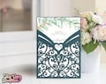 Sleeve pocket envelope SVG, 5x7 Wedding Invitation SVG cover, Heart Lace invitation envelope, invite holder template Cricut Cameo Laser cut. product logo