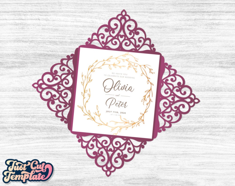Wedding Invitation Templates SVG Set Wedding Card Envelope Etsy UK
