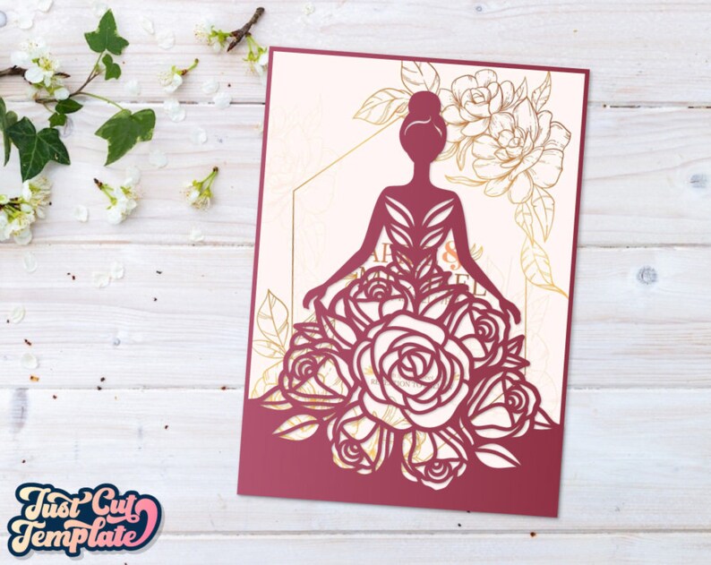Quinceanera SVG Invitation, Princess girl pocket envelope, Princess wedding invitation SVG, Sweet sixteen invitation, Laser cut Cricut Cameo image 3